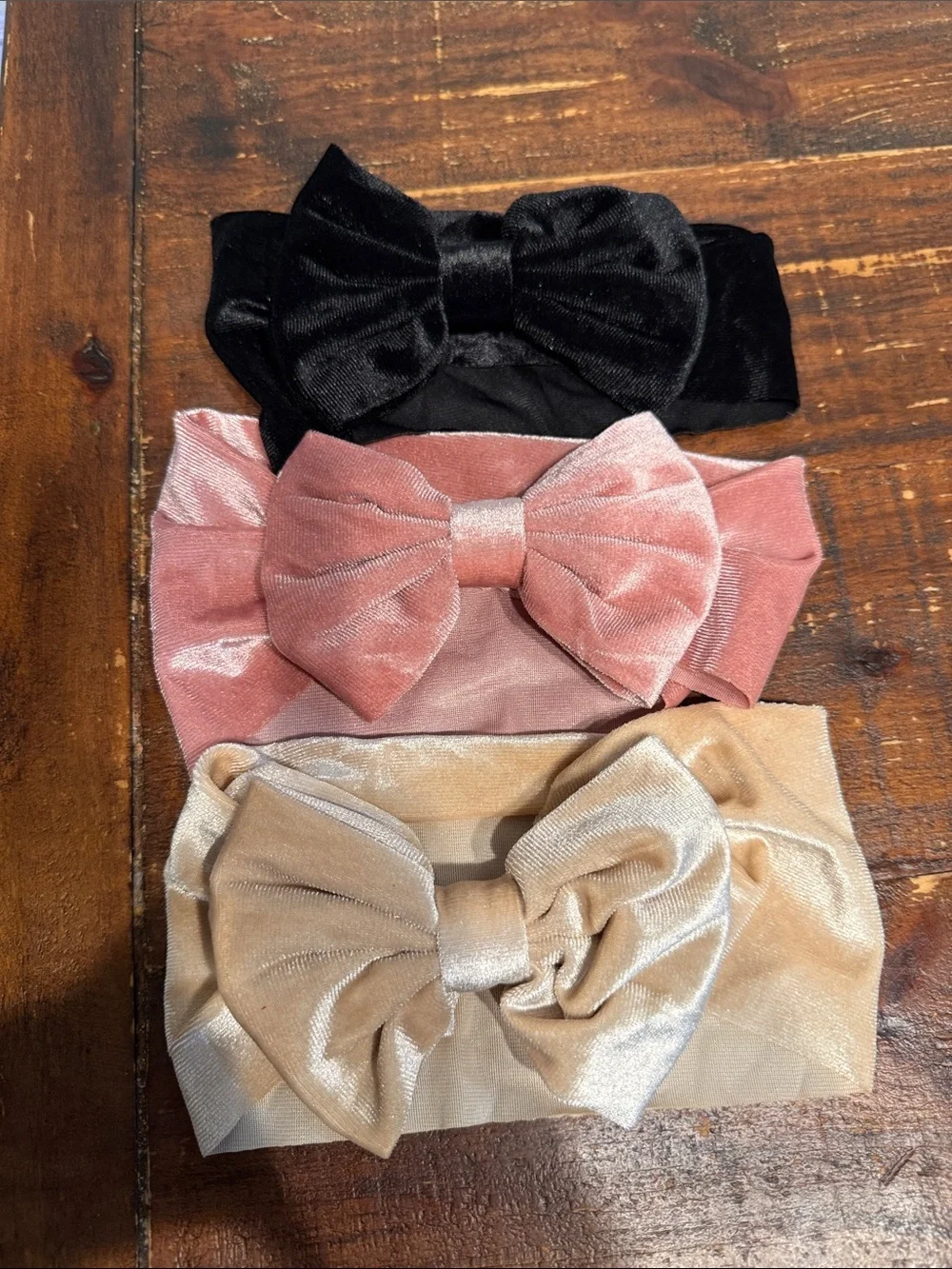 Velvet Bow Headband Set for Kids - Black, Pink, Cream